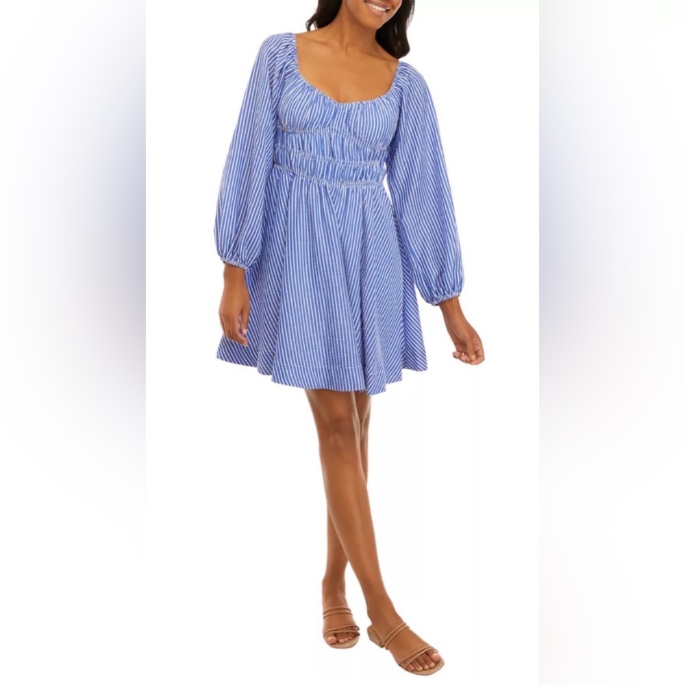 Julian Taylor Blue Striped Fit and Flare Dress